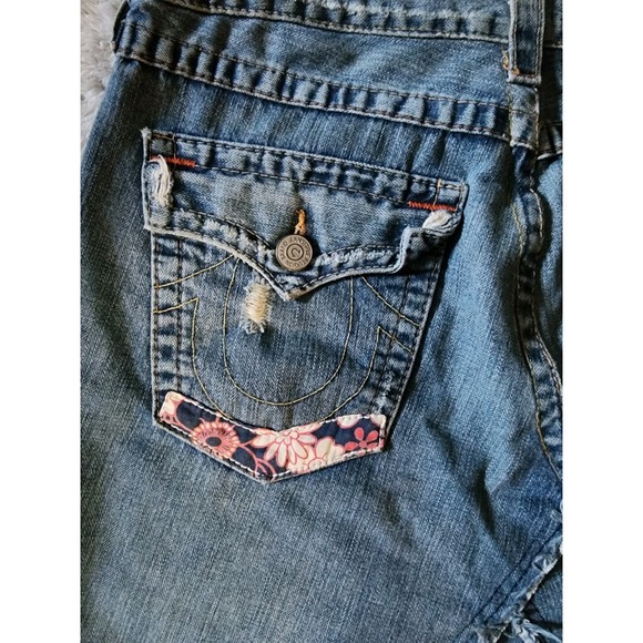 True Religion Skirt Size 31 Patches Distressed Thick Thread Woodstock D-61 - Picture 7 of 15